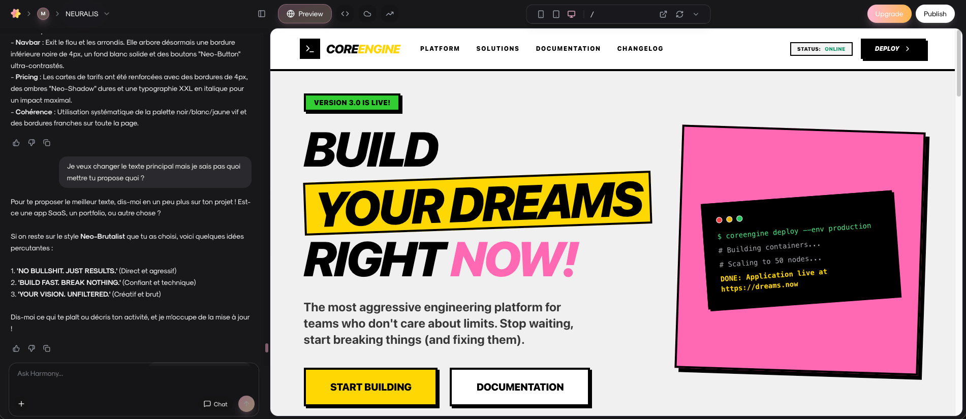 Interface Harmony - Démonstration du produit